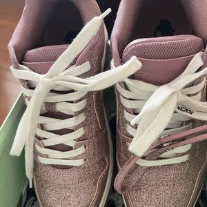 Pink Glitter Sneakers with White Laces